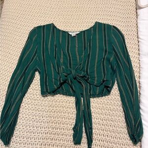 Green Striped Women's Top